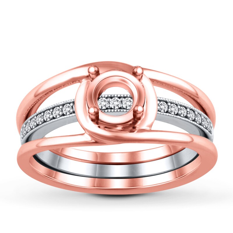 Diamond Bridal Setting 1/8 ct tw Round-cut 14K Two-Tone Gold