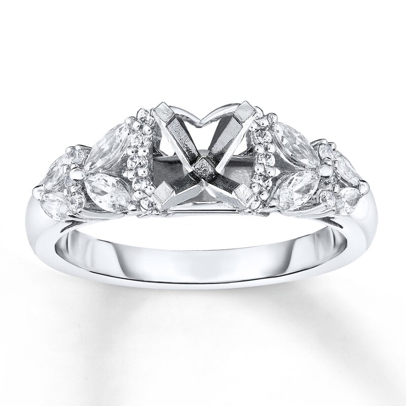 Diamond Ring Setting 3/4 ct tw Round/Marquise 14K White Gold