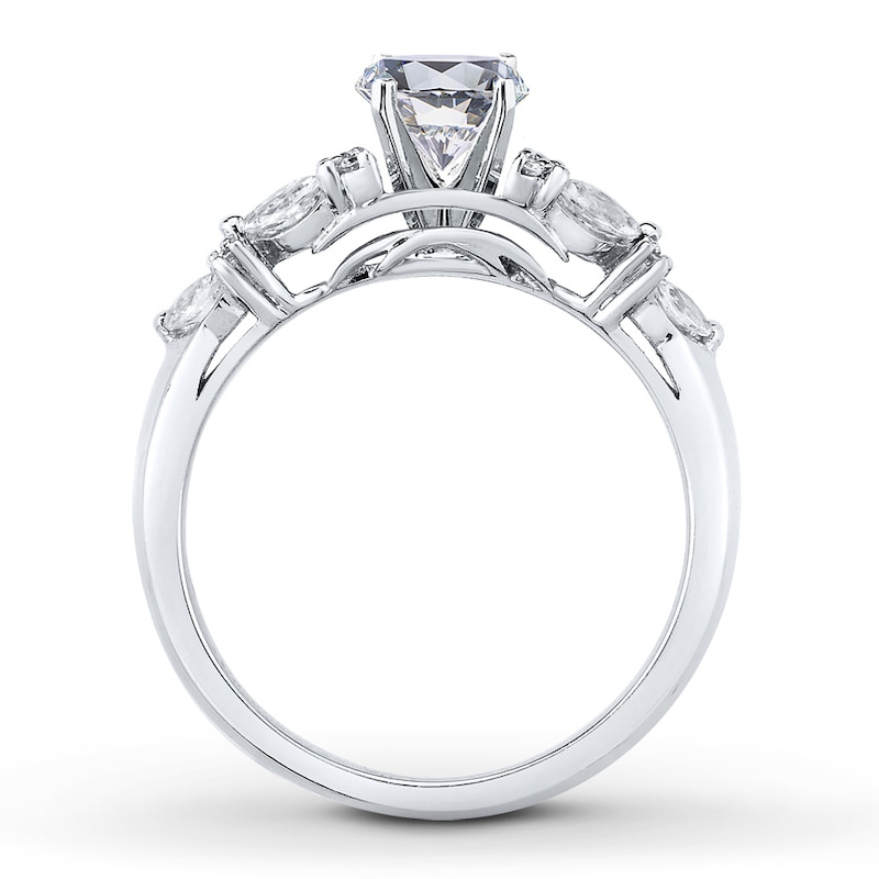 Diamond Ring Setting 3/4 ct tw Round/Marquise 14K White Gold