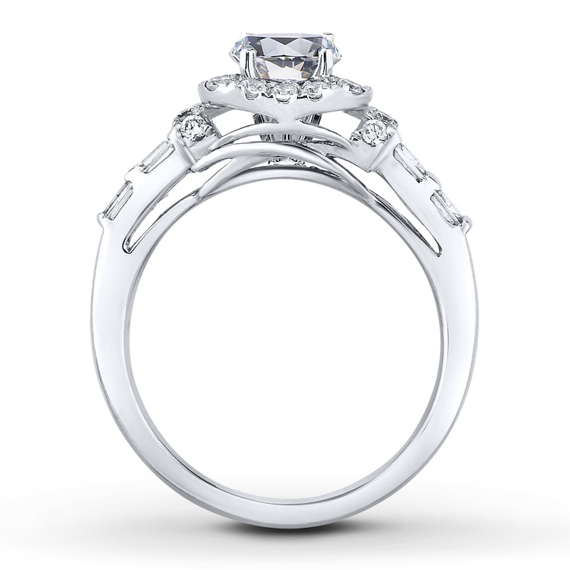 Main Image 2 of Diamond Ring Setting 3/4 ct tw Round/Baguette 14K White Gold