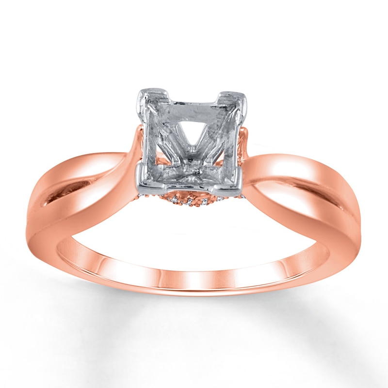 Diamond Ring Setting 1/15 ct tw Round-cut 14K Rose Gold with 360