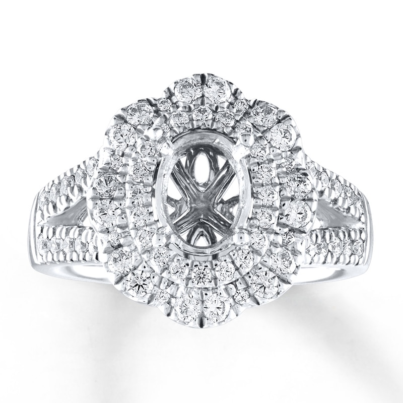 Diamond Ring Setting 3/4 ct tw Round-cut 14K White Gold