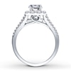 Thumbnail Image 1 of Diamond Ring Setting 1/2 ct tw Round/Baguette 14K White Gold