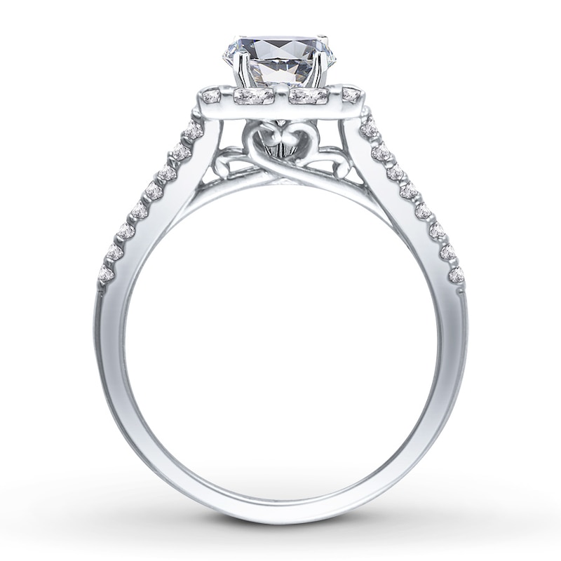 Diamond Ring Setting 1/2 ct tw Round/Baguette 14K White Gold
