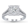 Thumbnail Image 2 of Diamond Ring Setting 1/2 ct tw Round/Baguette 14K White Gold
