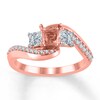Diamond Ring Setting 3/4 ct tw Princess/Round 14K Rose Gold