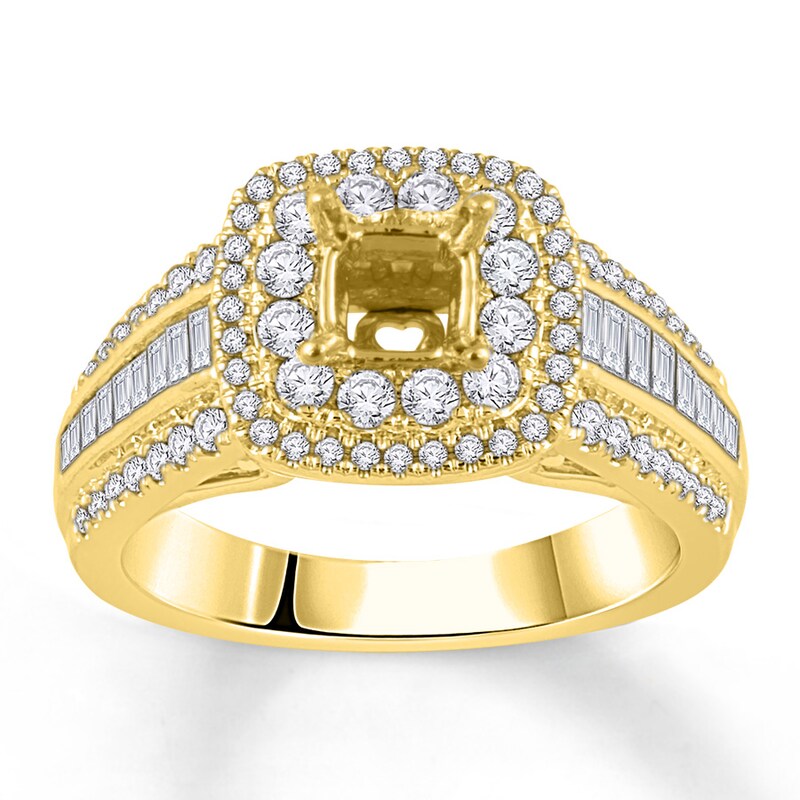 Diamond Ring Setting 1 ct tw Round/Baguette 14K Yellow Gold