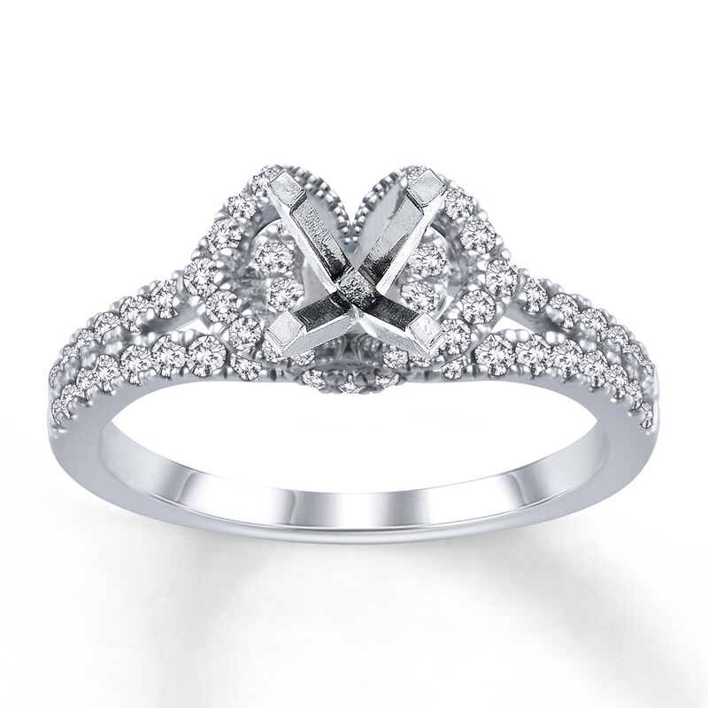 Diamond Ring Setting 1/2 ct tw Round-cut 14K White Gold