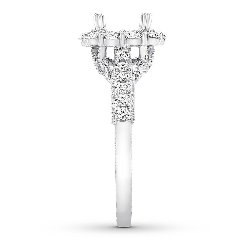Natalie K Diamond Ring Setting 3/4 ct tw Round 14K White Gold