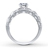 Thumbnail Image 1 of Diamond Ring Setting 3/8 ct tw Round/Baguette 14K White Gold