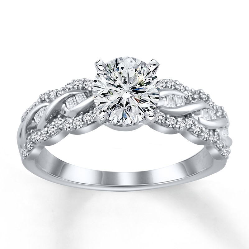 Main Image 3 of Diamond Ring Setting 3/8 ct tw Round/Baguette 14K White Gold