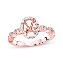 Diamond Ring Setting 1/3 carat tw Oval 14K Rose Gold