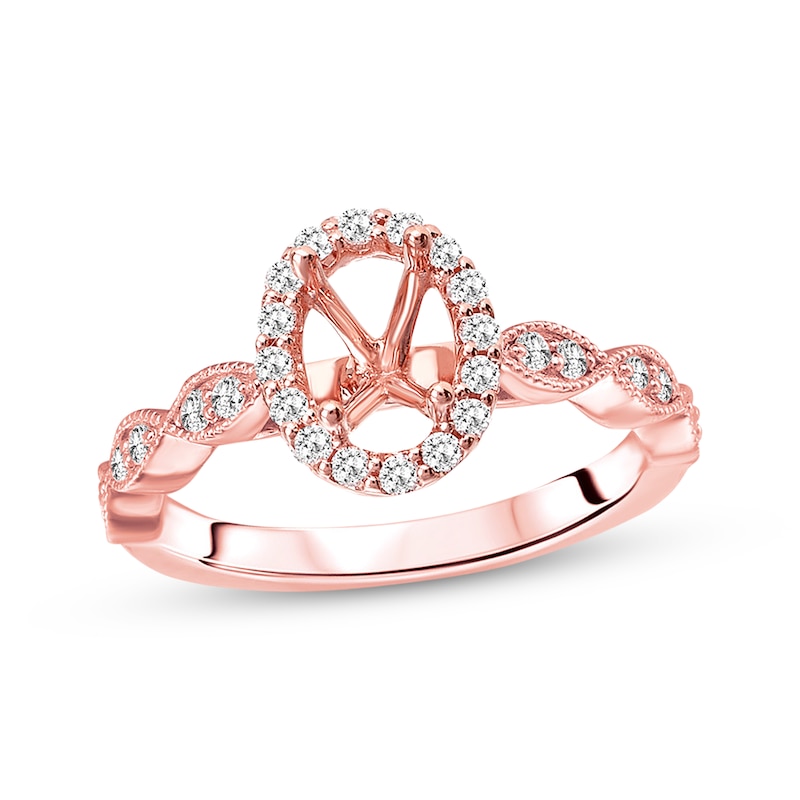 Main Image 1 of Diamond Ring Setting 1/3 carat tw Oval 14K Rose Gold