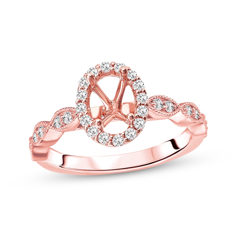 Diamond Ring Setting 1/3 carat tw Oval 14K Rose Gold