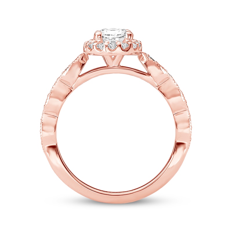 Main Image 3 of Diamond Ring Setting 1/3 carat tw Oval 14K Rose Gold