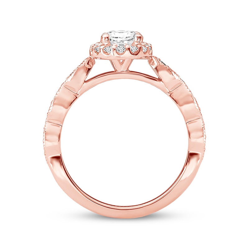 Diamond Ring Setting 1/3 carat tw Oval 14K Rose Gold