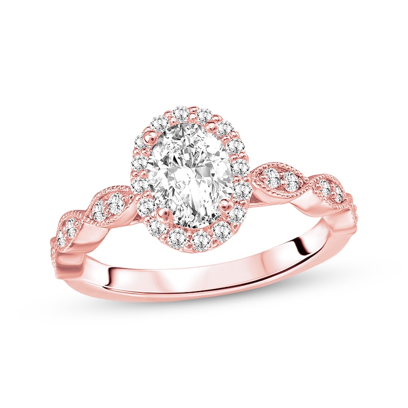 Diamond Ring Setting 1/3 carat tw Oval 14K Rose Gold