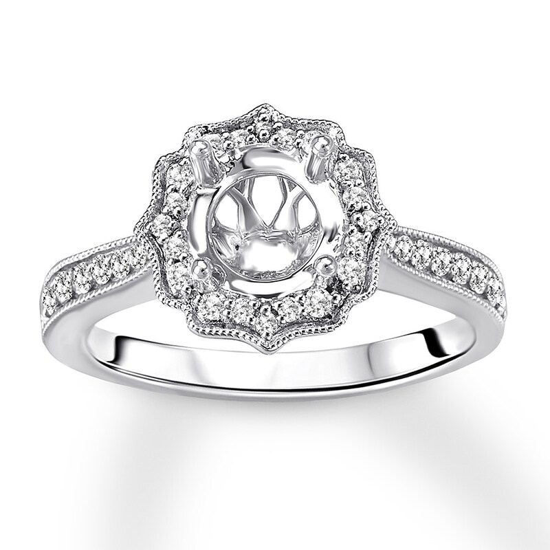 Diamond Ring Setting 3/8 carat tw Round 14K White Gold