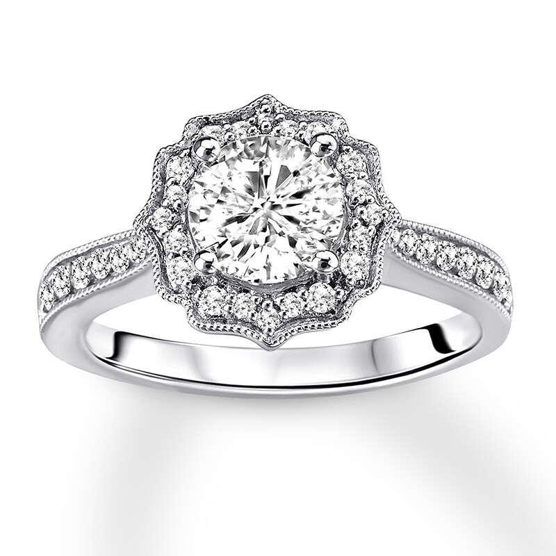 Diamond Ring Setting 3/8 carat tw Round 14K White Gold