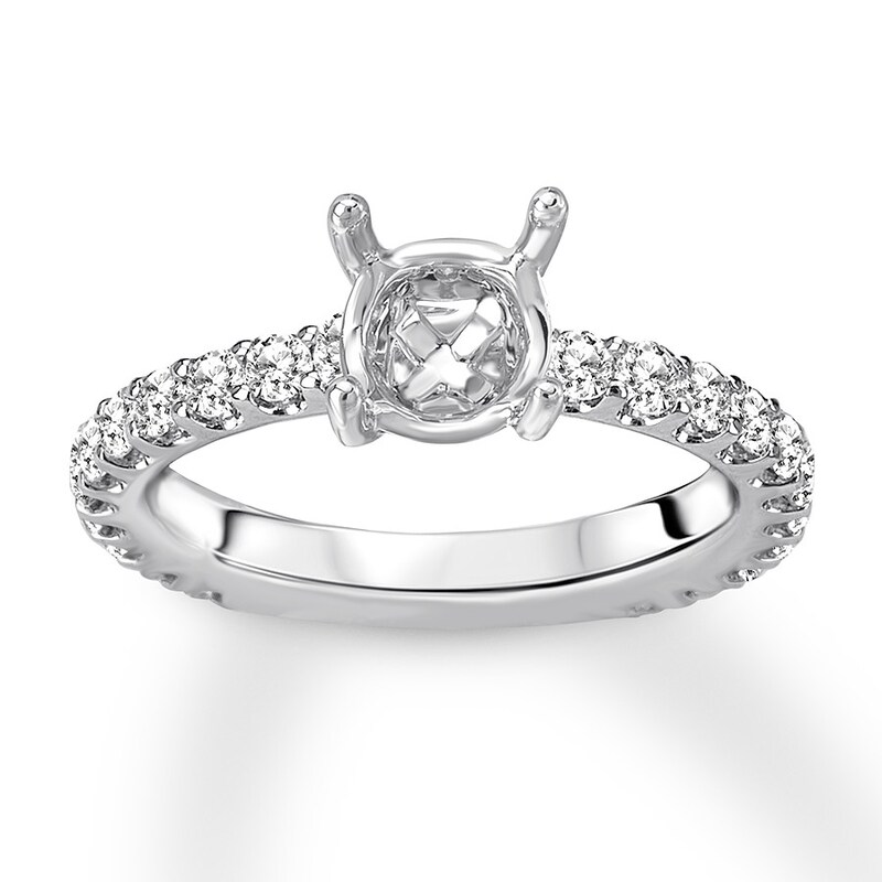 Diamond Ring Setting 3/4 carat tw Round 14K White Gold with 360