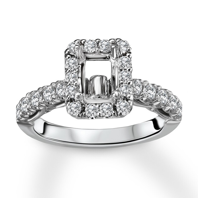 Diamond Ring Setting 3/4 carat tw Round 14K White Gold