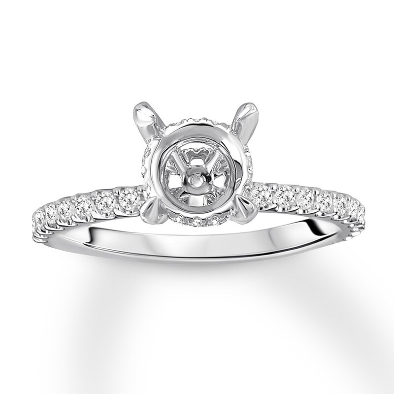 Diamond Ring Setting 3/8 carat tw Round 14K White Gold