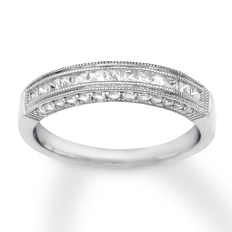 Diamond Wedding Band 5/8 ct tw Princess/Round 14K White Gold