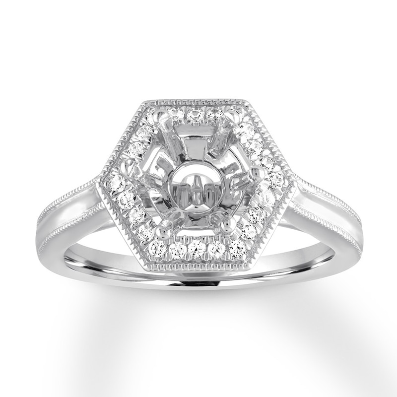 Diamond Ring Setting 1/8 carat tw Round 14K White Gold with 360