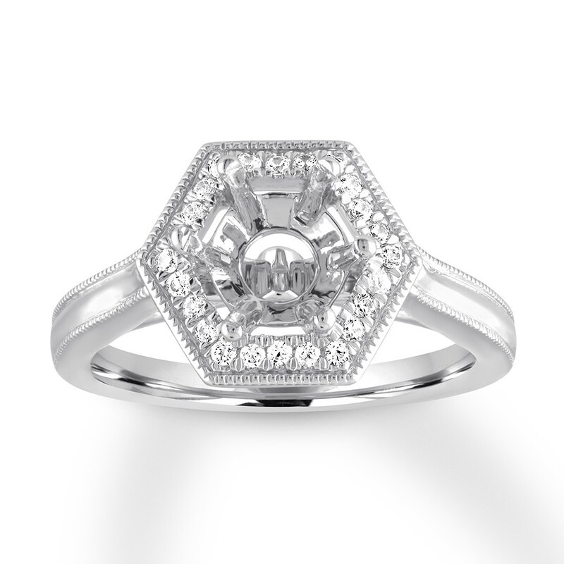 Diamond Ring Setting 1/8 carat tw Round 14K White Gold