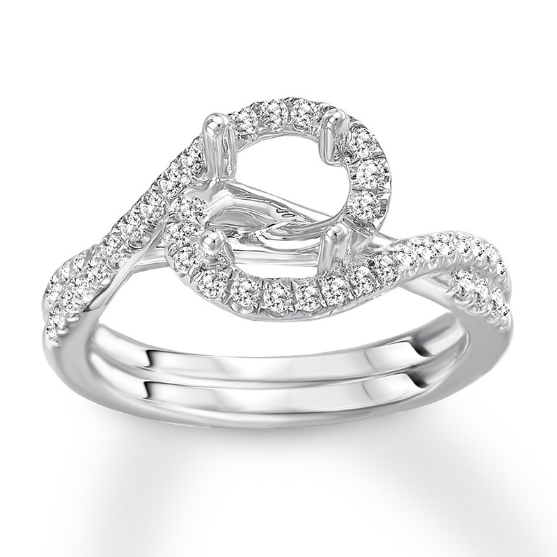 Diamond Ring Setting 3/8 carat tw Round 14K White Gold
