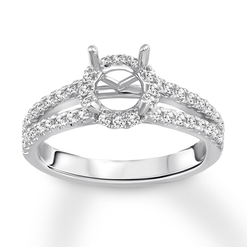 Diamond Ring Setting 3/8 ct tw Round-cut 14K White Gold