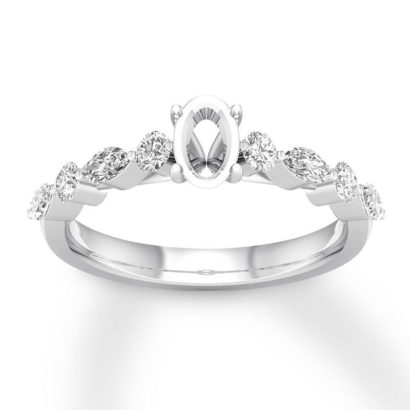 Diamond Ring Setting 1/2 carat tw Round/Marquise 14K White Gold