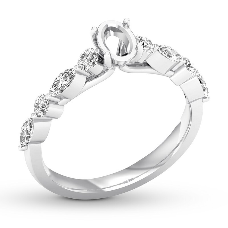 Diamond Ring Setting 1/2 carat tw Round/Marquise 14K White Gold