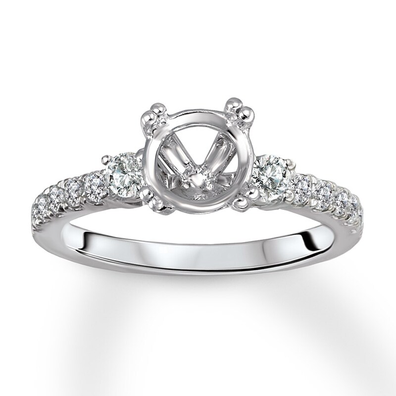 Diamond Engagement Ring Setting 3/8 ct tw Round 14K White Gold
