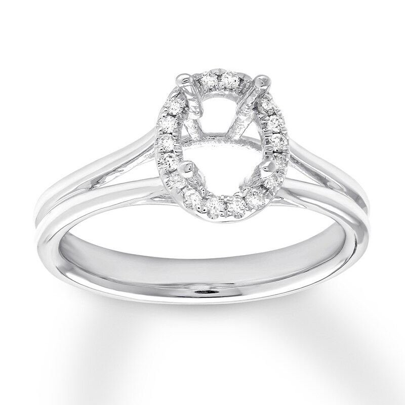 Diamond Ring Setting 1/10 carat tw Round 14K White Gold with 360