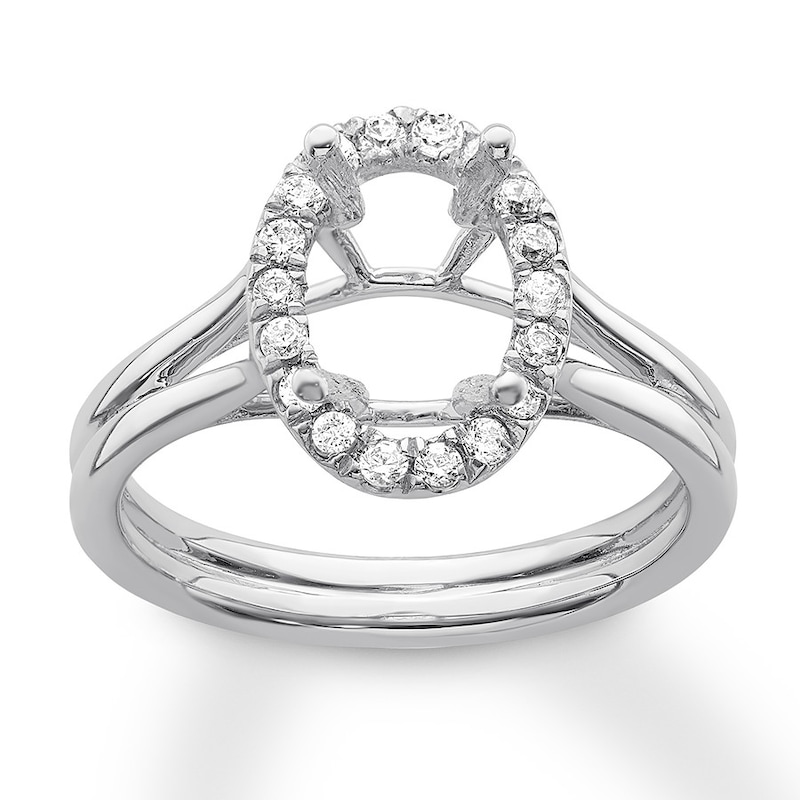 Diamond Ring Setting 1/5 carat tw Round 14K White Gold with 360