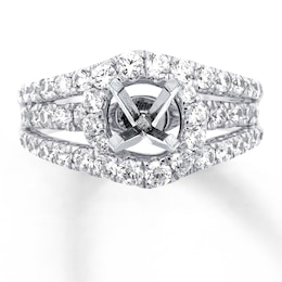 Diamond Ring Setting 1-3/8 ct tw Round 18K White Gold