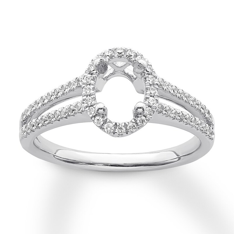 Diamond Ring Setting 1/3 carat tw Round-cut 14K White Gold with 360