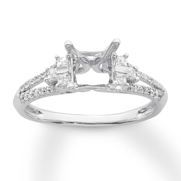 Diamond Ring Setting 1/3 carat tw Princess/Round 14K White Gold