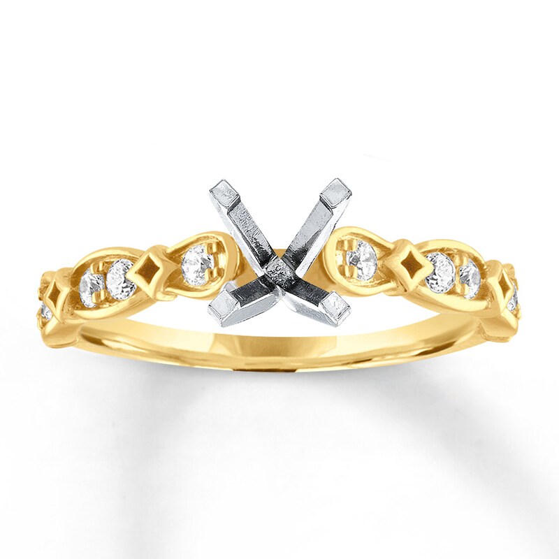 Diamond Ring Setting 1/4 carat tw Round-cut 14K Yellow Gold with 360