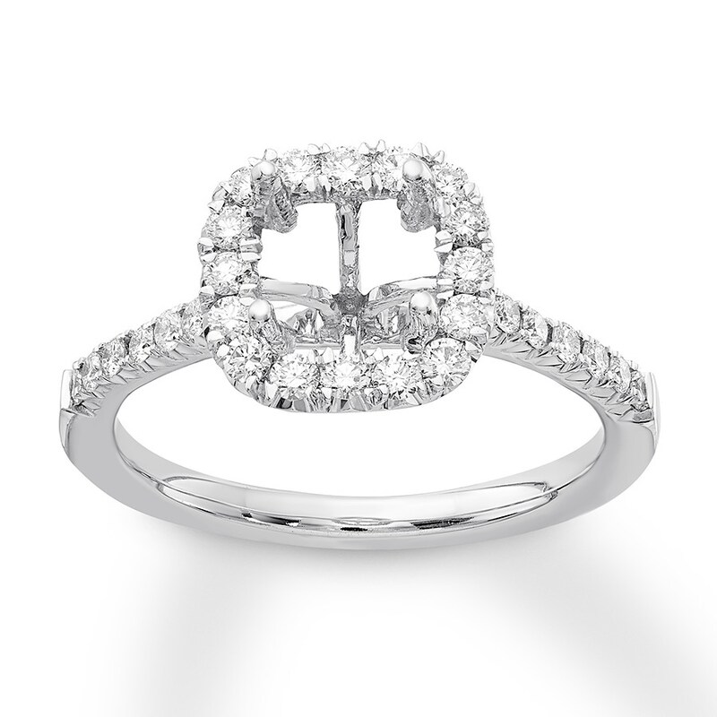 Diamond Ring Setting 1/2 carat tw Round-cut 14K White Gold