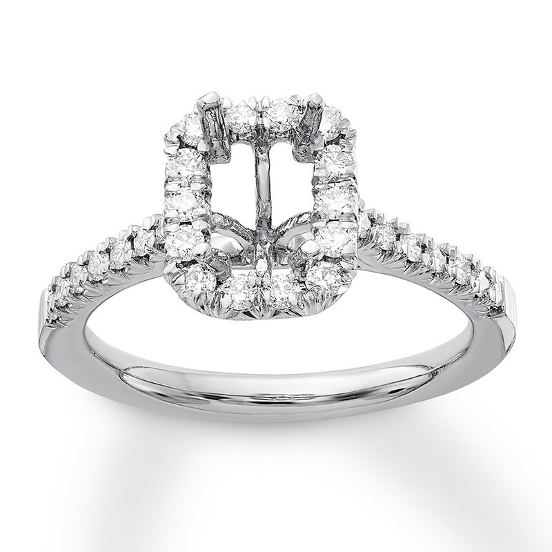 Diamond Ring Setting 5/8 carat tw Round-cut 14K White Gold