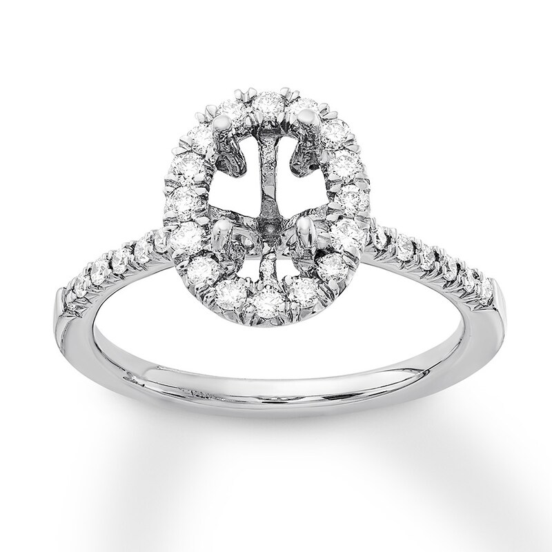 Diamond Ring Setting 1/3 carat tw Round-cut 14K White Gold