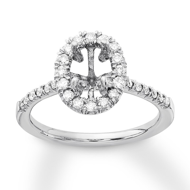 Diamond Ring Setting 3/8 carat tw Round-cut 14K White Gold