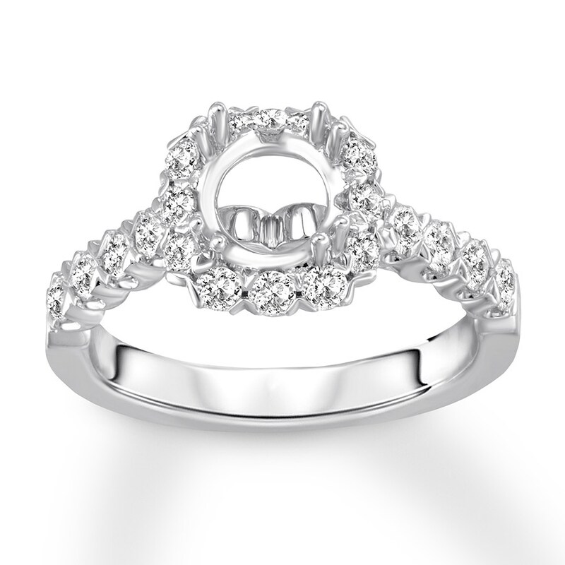 Diamond Ring Setting 7/8 carat tw Round 14K White Gold