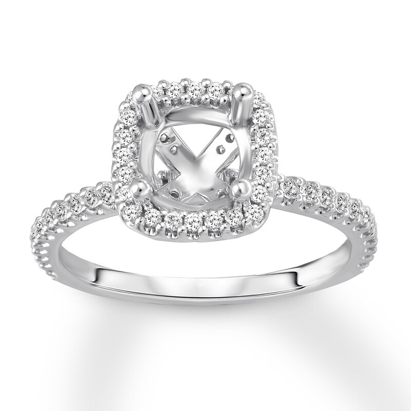 Diamond Ring Setting 3/8 carat tw Round 14K White Gold