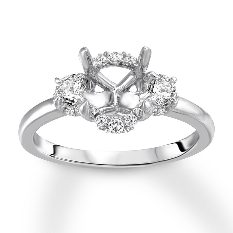 Diamond Ring Setting 3/8 carat tw Round 14K White Gold