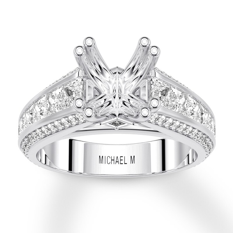 Michael M Diamond Ring Setting 7/8 ct tw Round 18K White Gold (Center diamond is sold separately)