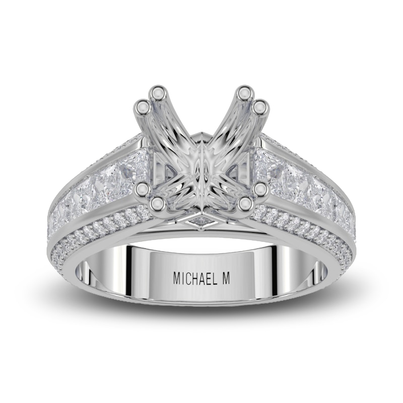 Michael M Diamond Ring Setting 7/8 ct tw Round 18K White Gold (Center diamond is sold separately)