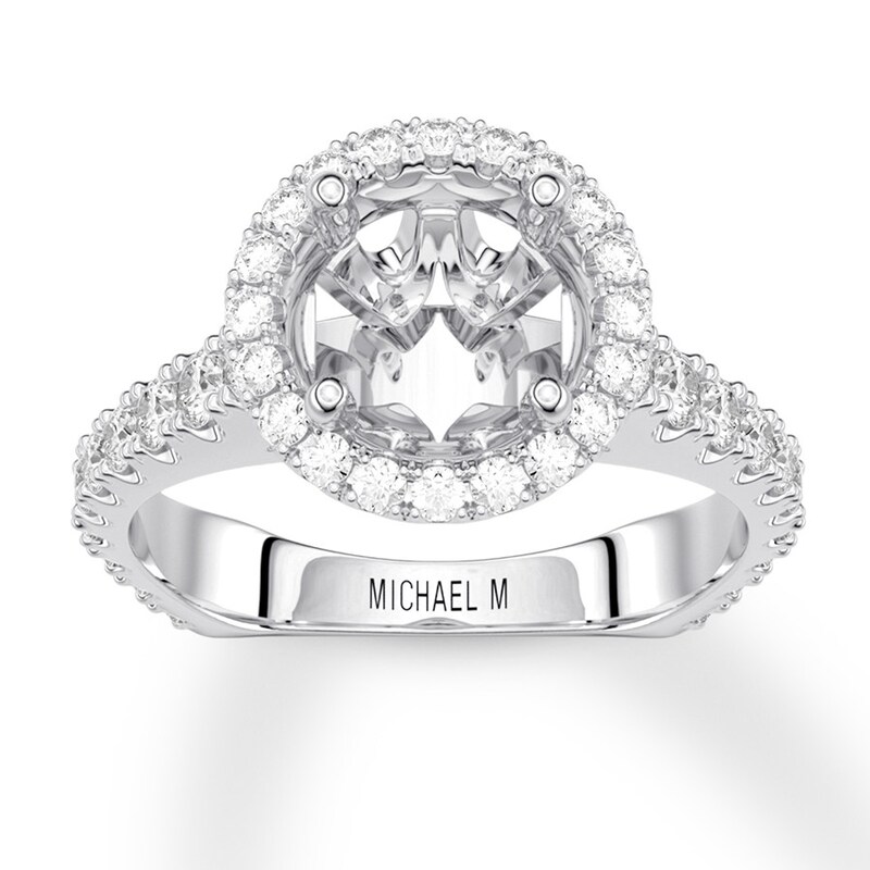 Michael M Diamond Ring Setting  1ct tw Round 18K White Gold